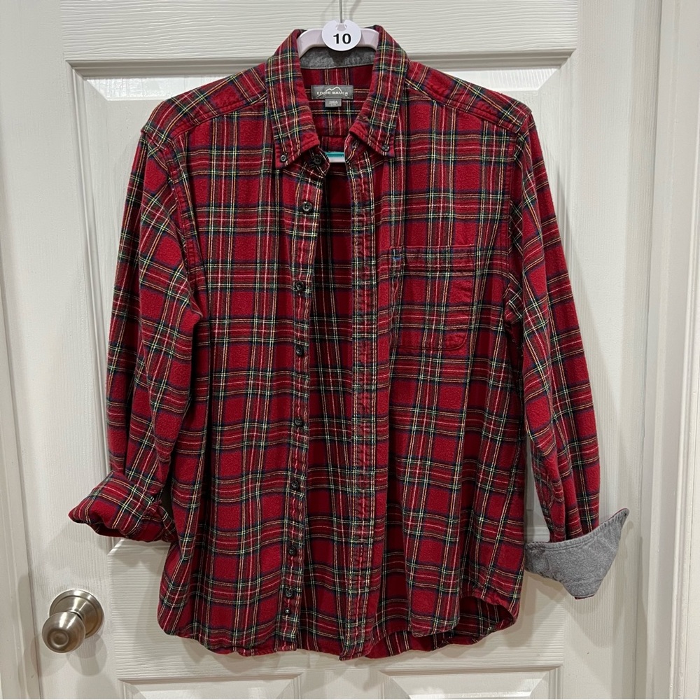 Eddie Bauer vintage red plaid flannel size large